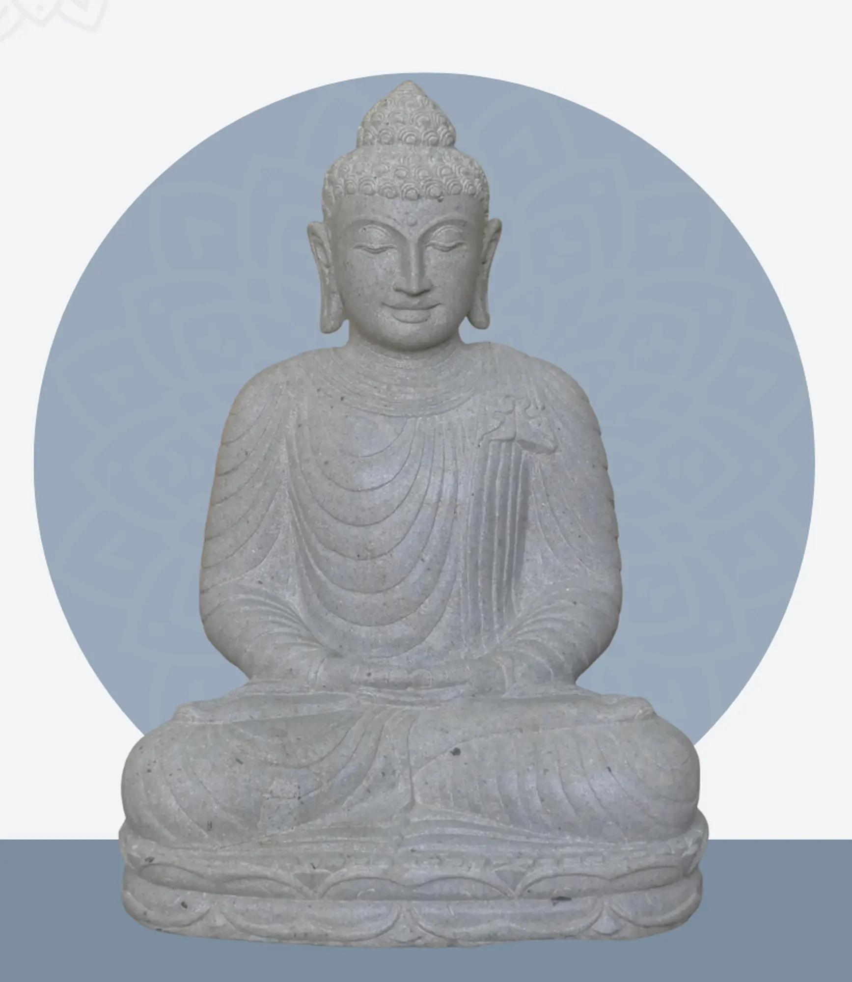  Product image 1 of the product “Seated Buddha made of Riverstone in Dhyana position - gesture of meditation, 62cm height, natural ”